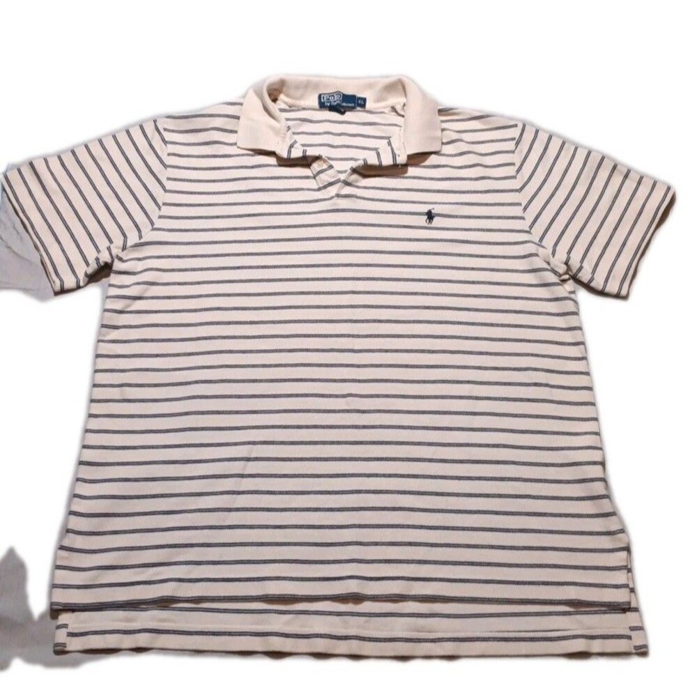 Vntg Polo Ralph Lauren Mens XL Blue White Pony Terry Cloth Polo Shirt